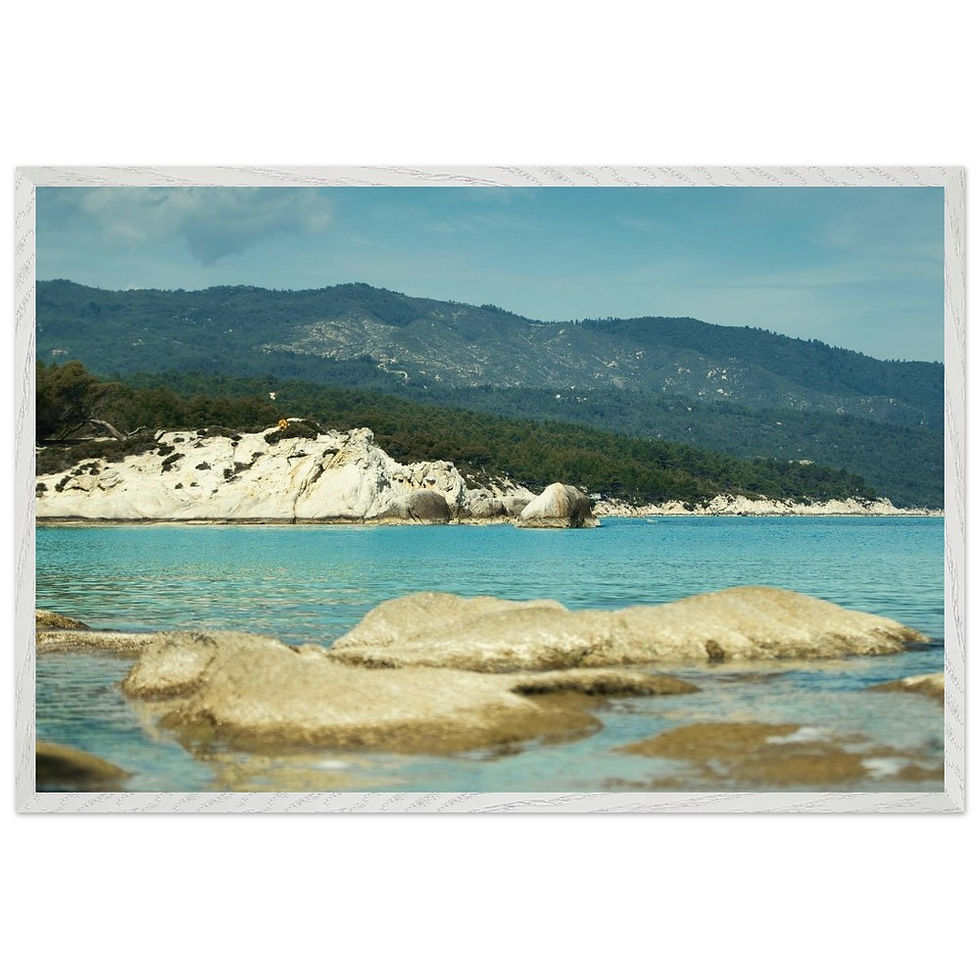 Miniaturbild: Chalkidiki - Türkisblaue Bucht Griechenland | Premium Holzrahmen Poster