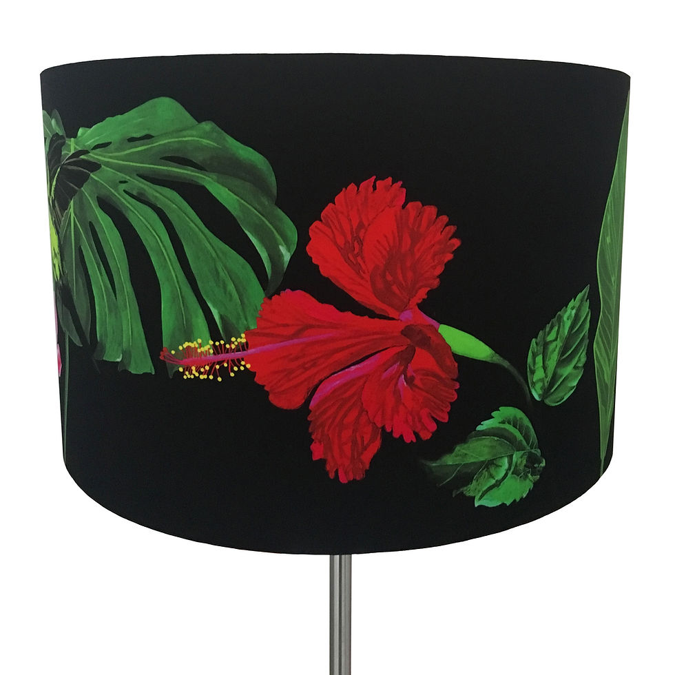 Thumbnail: Botanical Green Hummingbird Lampshade with Dark Background