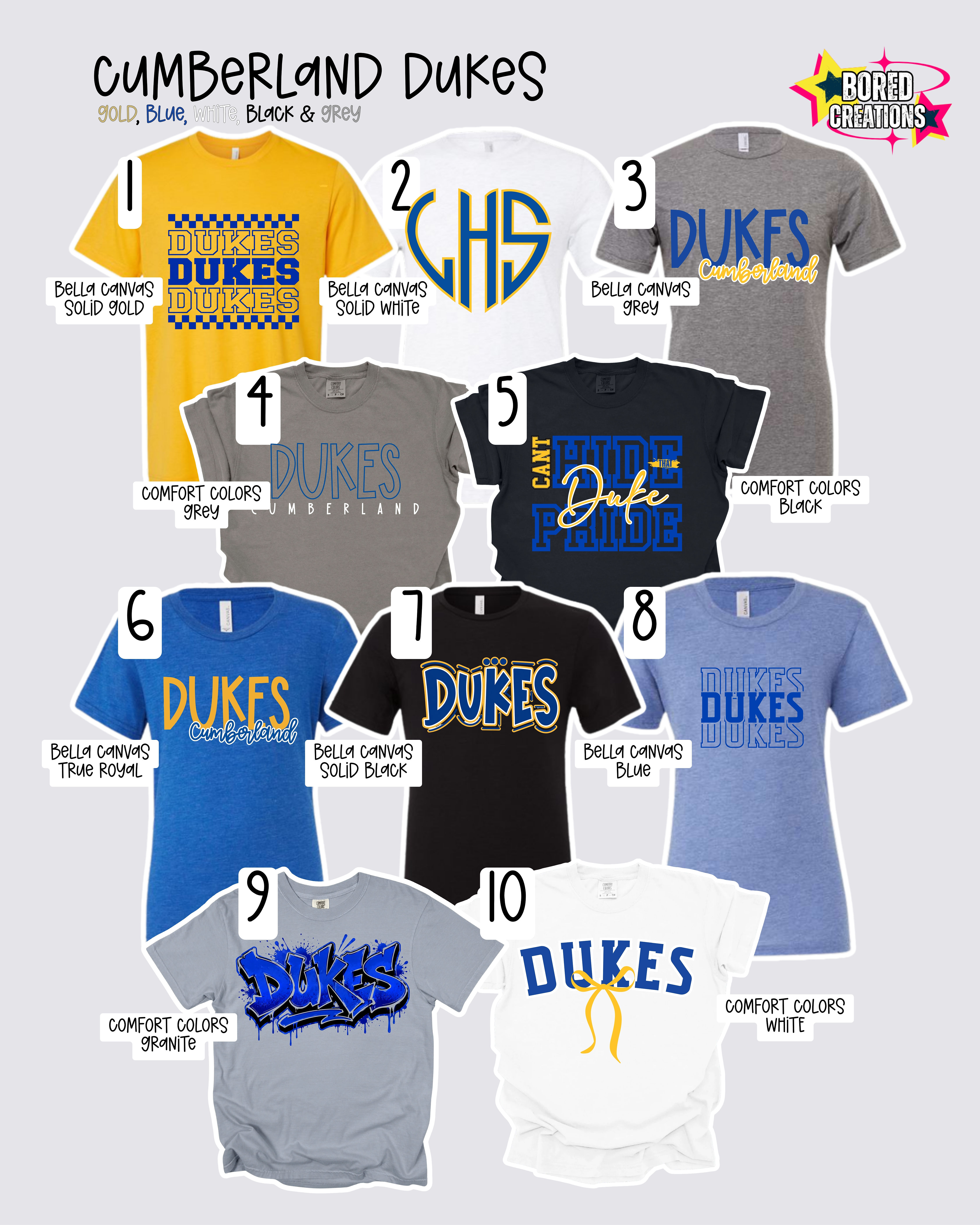 Cumberland Dukes Spirit Wear Collection ππ