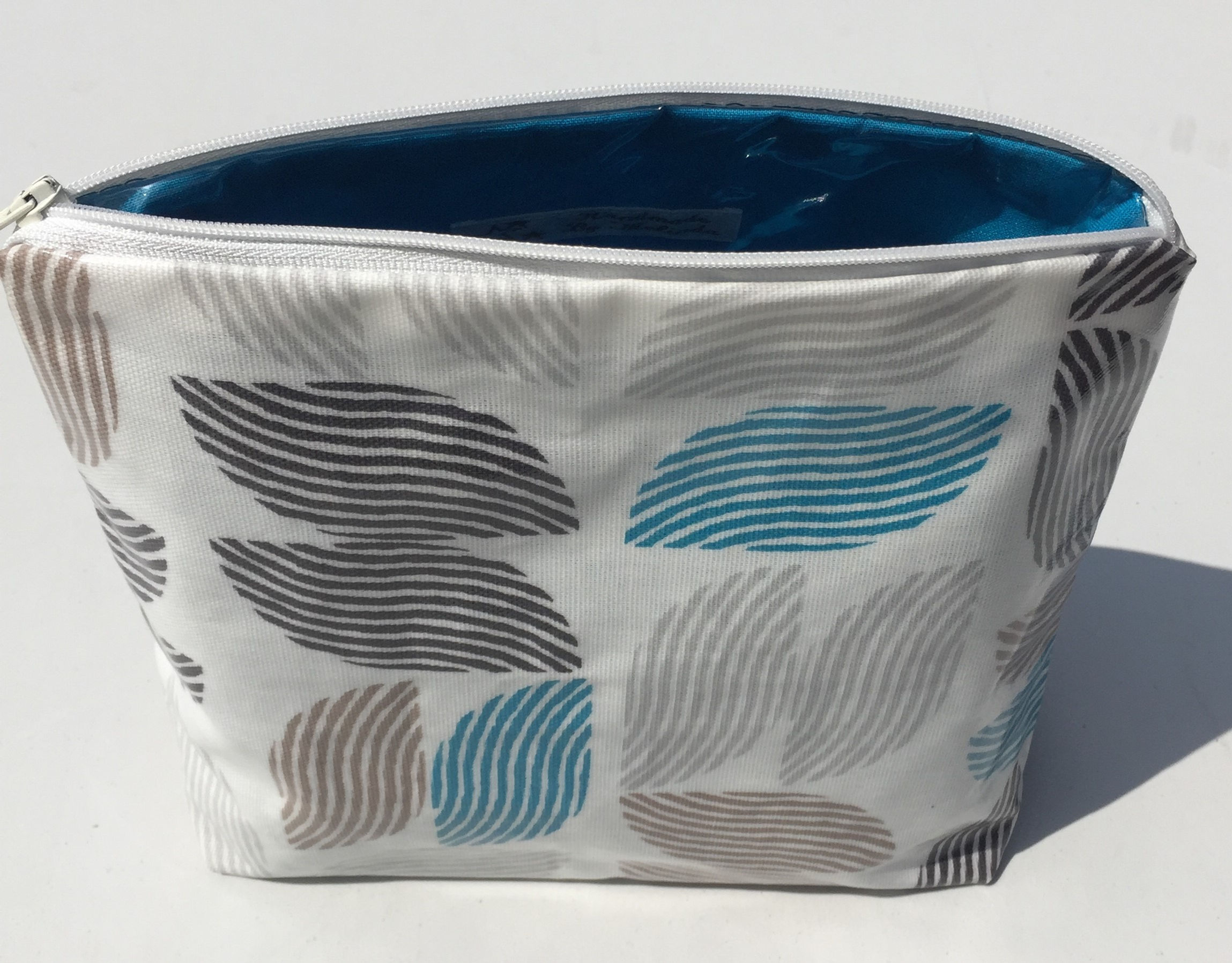 Medium Cosmetic Bag - Grey and Blue Swirls (CM1163)