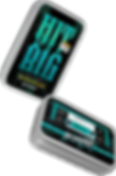 A BOXHOT stash tin in black and blue, designed to look like a cassette tape.