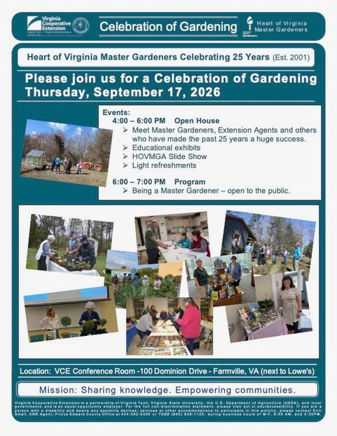 25th Anniversary of Heart of Virginia Master Gardeners
