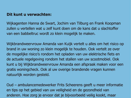 Bent u bij de informatiemarkt: Veiligheid in en rondom het huis op 9 november?