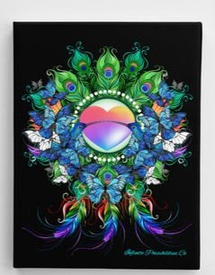 Sanctuary Canvas love heart birds feathers