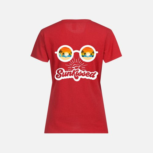 Thumbnail: White, glasses,  sun, kissed, beach, surf, waves, women's, t-shirt, bright, sun, sunrise, sunset,