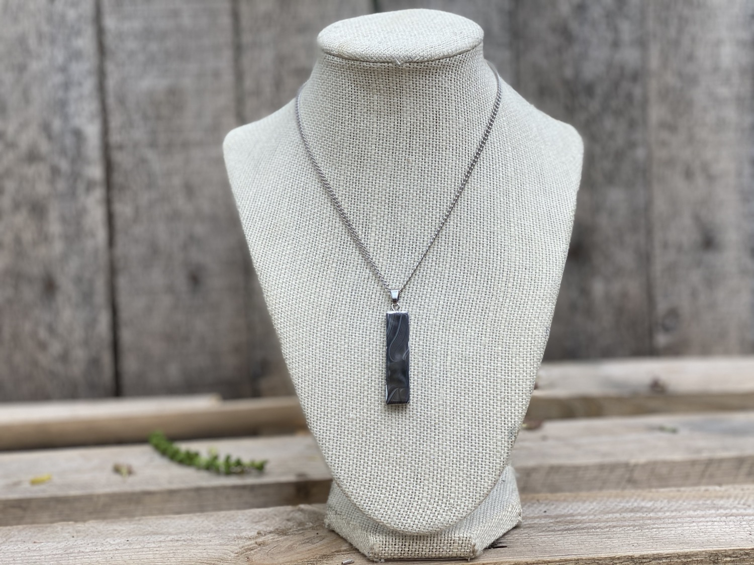 Banded Agate Silver Pendant Necklace