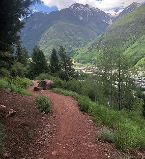 Hiking trail leading towards mountains