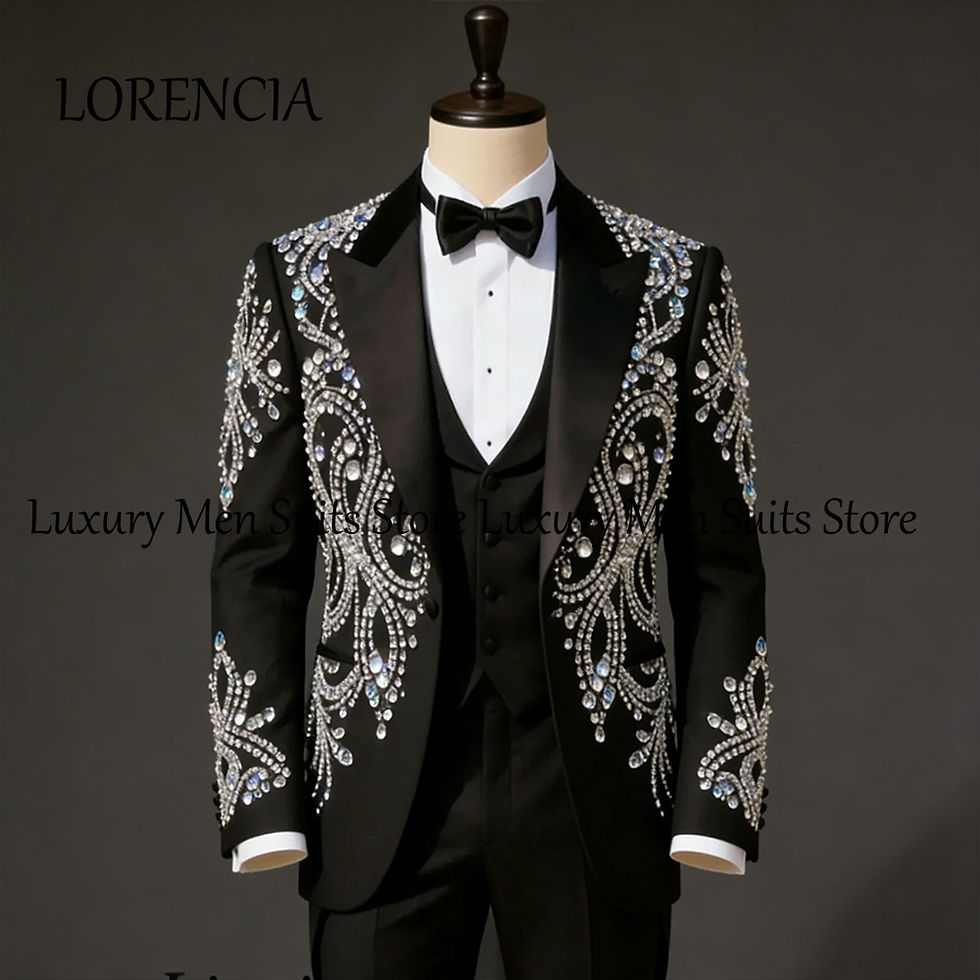 Miniatura: Exquisite Diamond Male Suits 3 Pieces Crystal Groom Tuxedos Set Wedding Party Ou