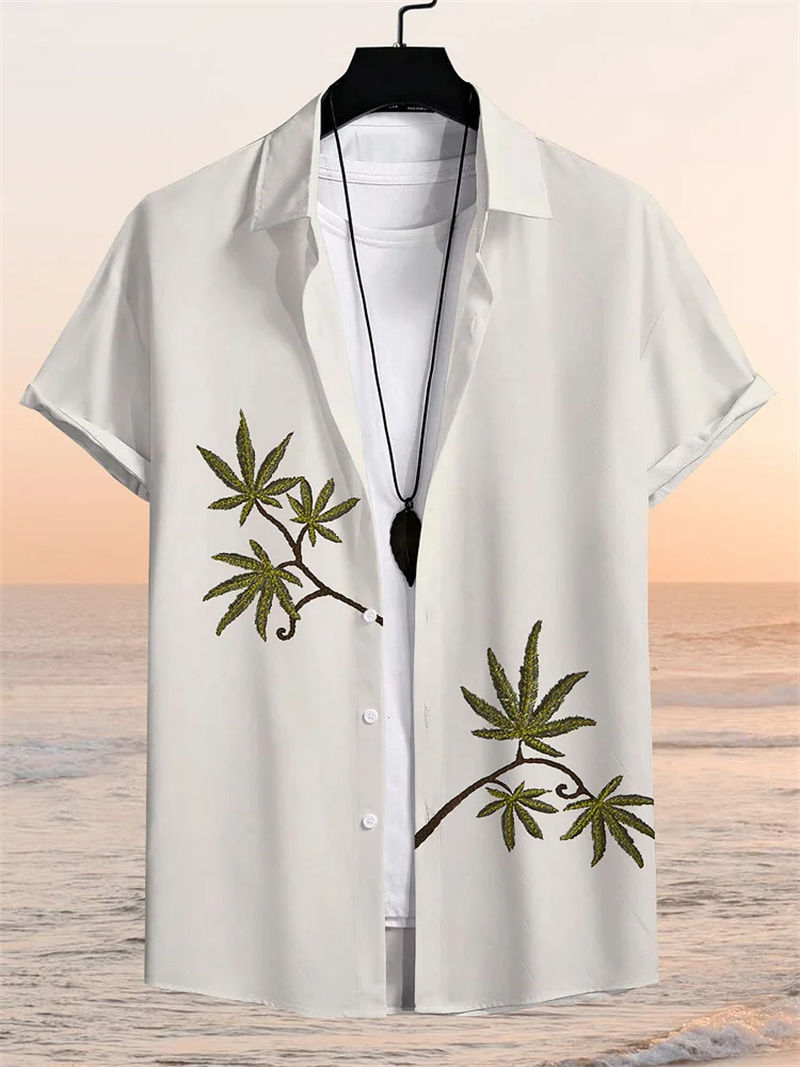 Miniatura: Breathable Men's Shirt Art Illustration Printing Fashion Lapel Henry Hot Selling