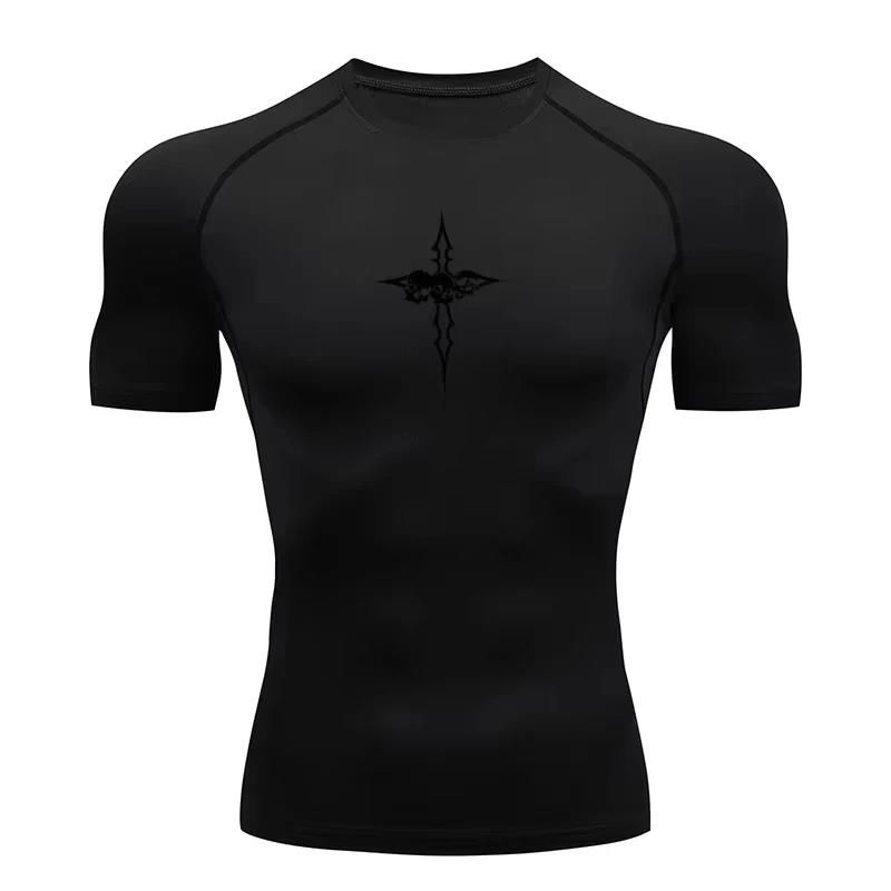Miniatura: Men's prints Compression Shirt Fitness Sport Running Tight Gym TShirts Athletic 