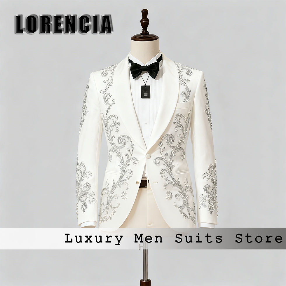 Miniatura: Fashion Crystal Men Suits 2 Pieces Shawl Collar Tuxedos Set Evening Party Groom 