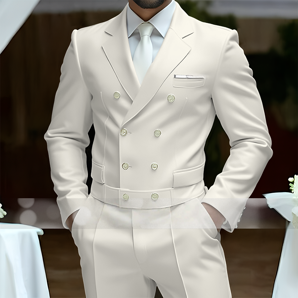 Miniatura: Design de correspondência roupas masculinas branco terno de luxo 2 pçs duplo b
