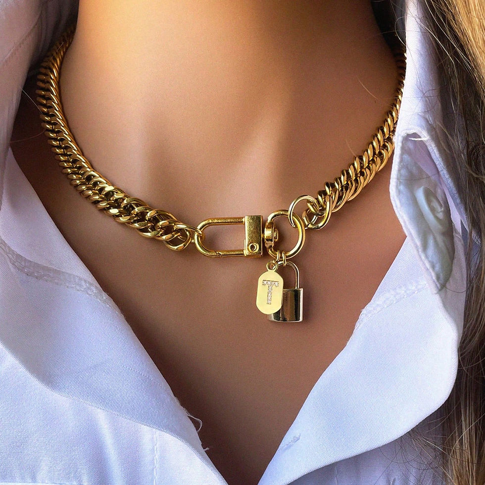 Miniatura: 1 Gold Oval Necklace With A-Z26 Letters, Unique And Exquisite Style, Suitable Fo