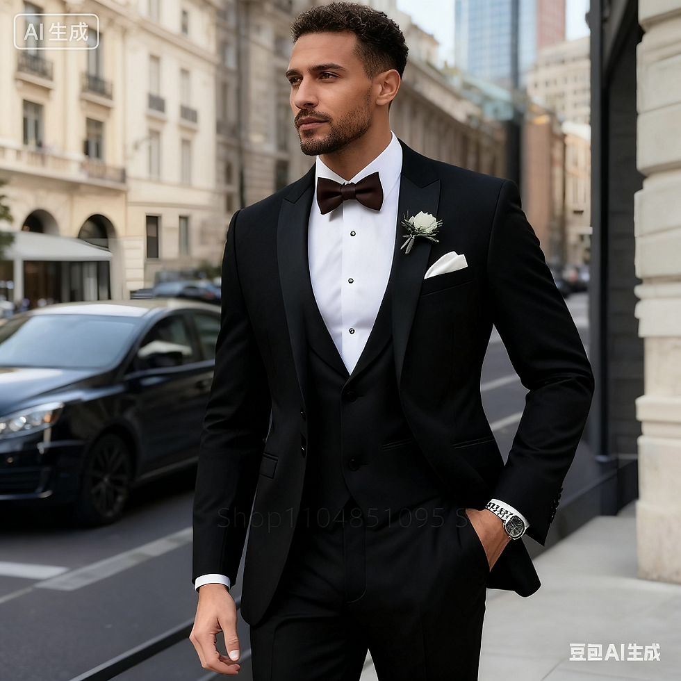 Miniatura: Marrom pico lapela ternos masculinos 3 peças moda singel breasted formal roupas
