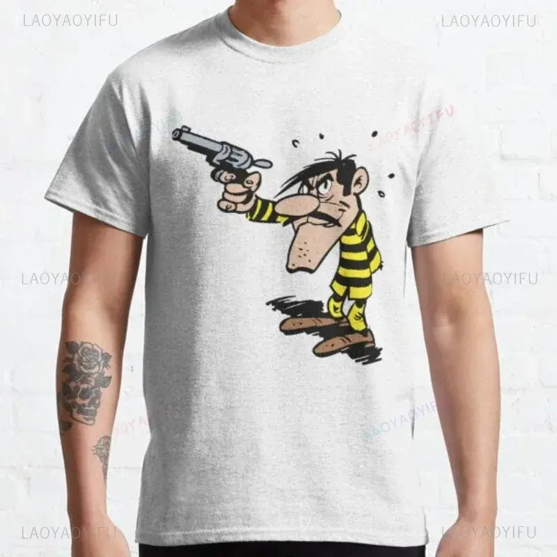 Miniatura: Lucky Luke Cartoon Daltons Tshirt Retro T Shirt Grunge Men Clothing Harajuku Ani
