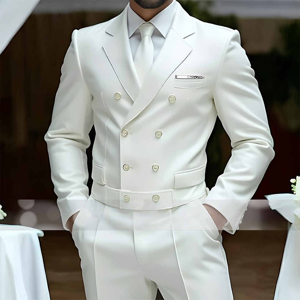 Miniatura: Design de correspondência roupas masculinas branco terno de luxo 2 pçs duplo b