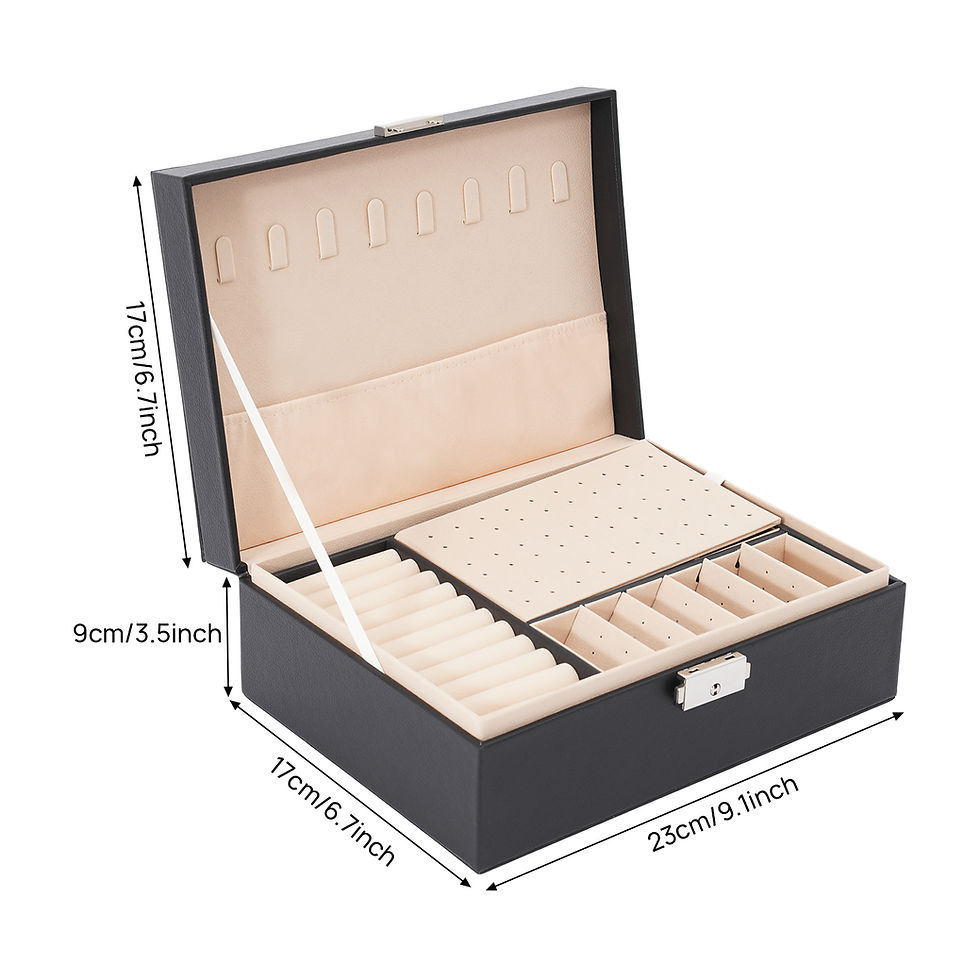Miniatura: 2-Layer Jewelry Box w/keys Chrismas Gift PU Leather Storage Large Space Organize