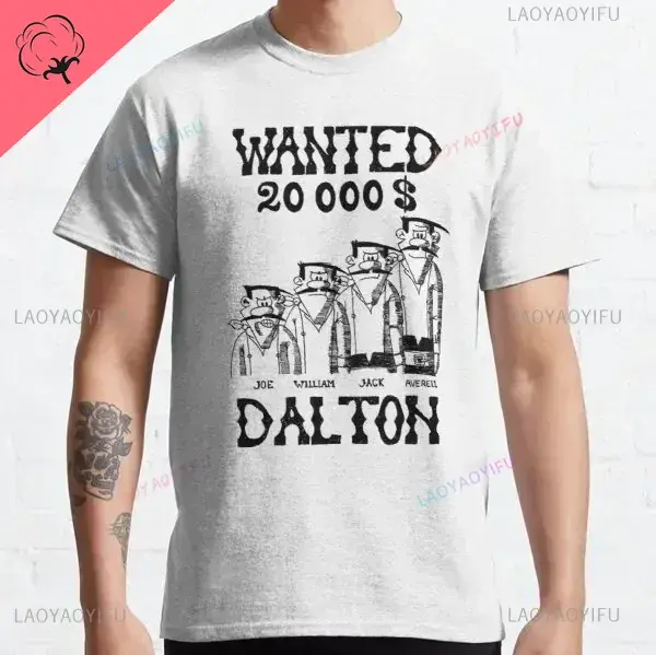 Miniatura: Lucky Luke Cartoon Daltons Tshirt Retro T Shirt Grunge Men Clothing Harajuku Ani
