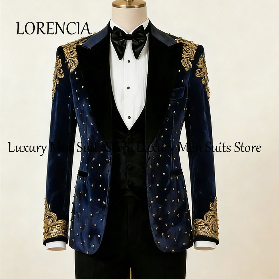 Miniatura: Classic Beading Male Suits 3 Pieces Applique Tuxedos Set Evening Party Outfits C