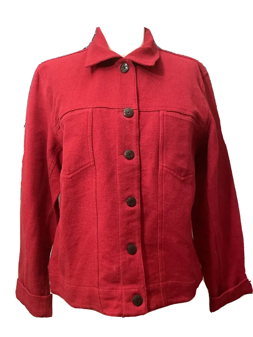 burgundy coat with a collar