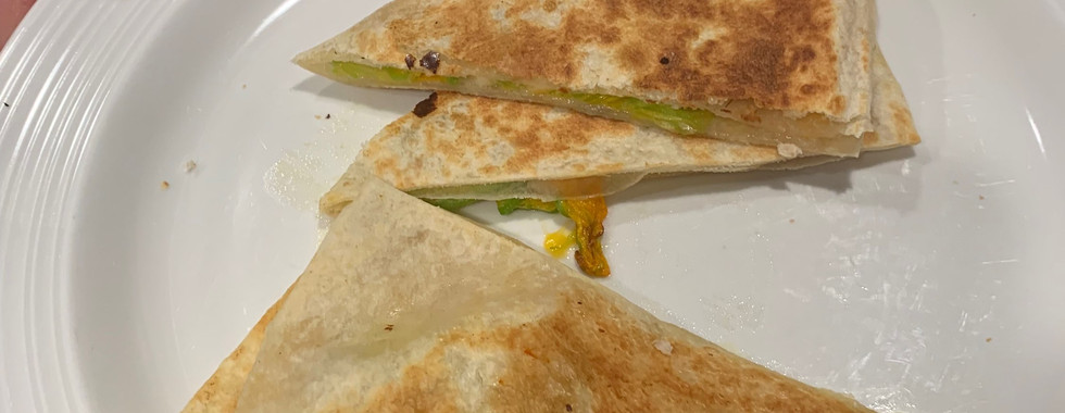 Flor de calabaza quesadillas, pumpkin blossoms
