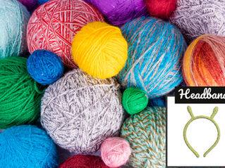 Colorful balls of yarn with the words headband