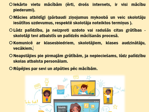 Padomi skolēniem attālināto mācību laikā