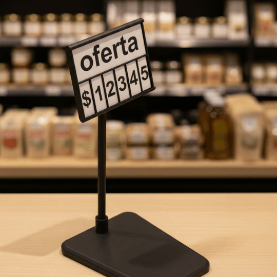 Portaprecio pedestal para piso y mostrador retail Colombia - soluciones plásticas Kadan Gr