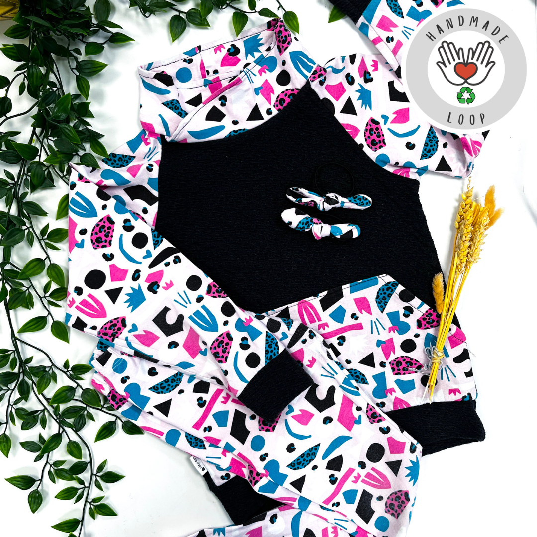 6-7 Years Pink Winter Abstract Lounge Set*