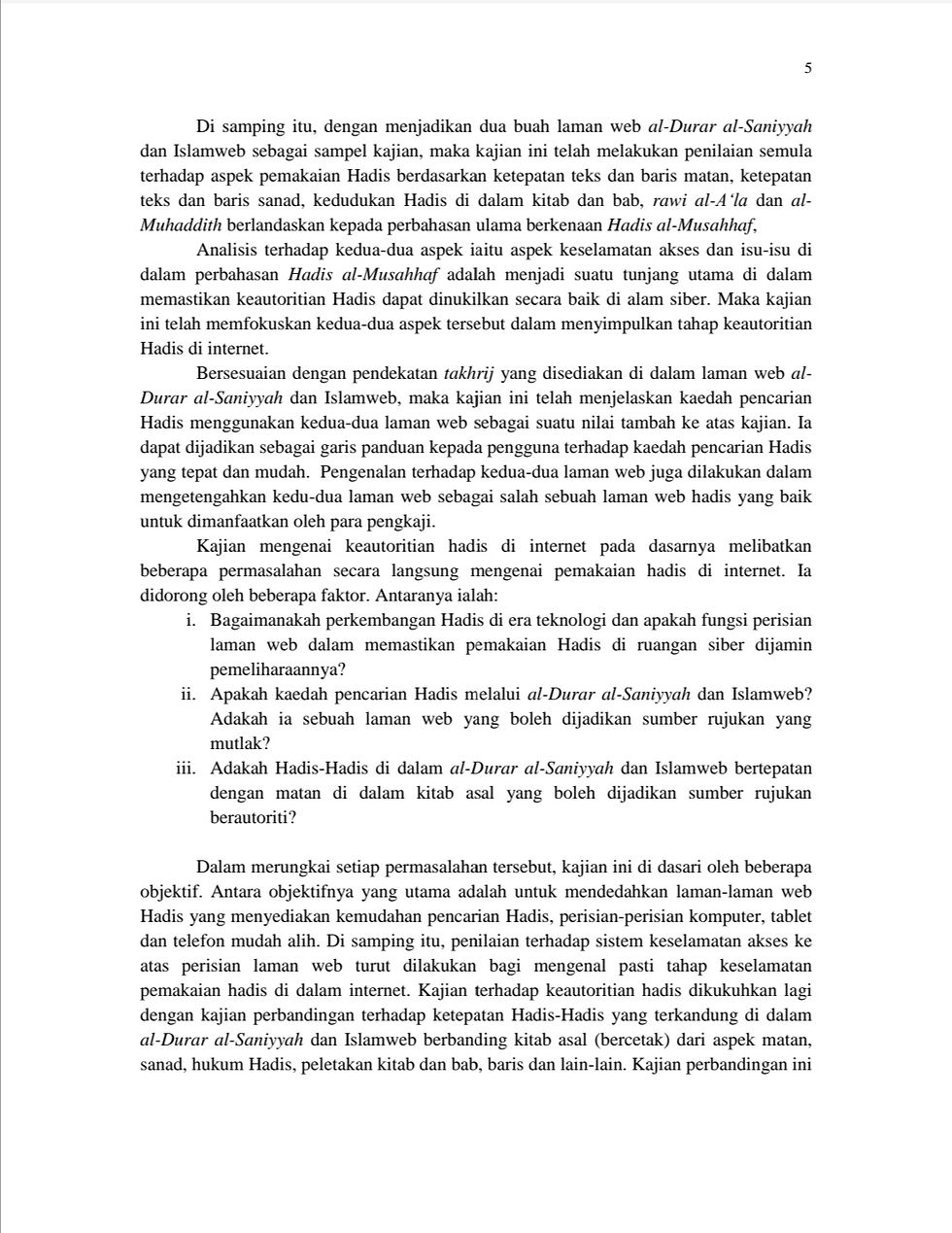 Hadith di Internet