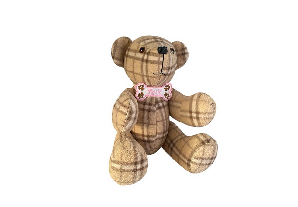 Thumbnail: Memory Bear made from loved ones clothing.