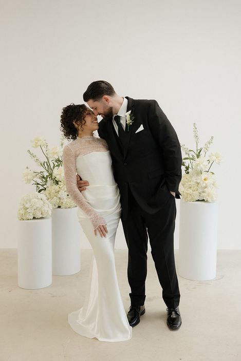 Happy couple's WEDDING portrait, minimalist design