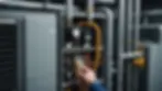 Close-up view of an HVAC system undergoing maintenance