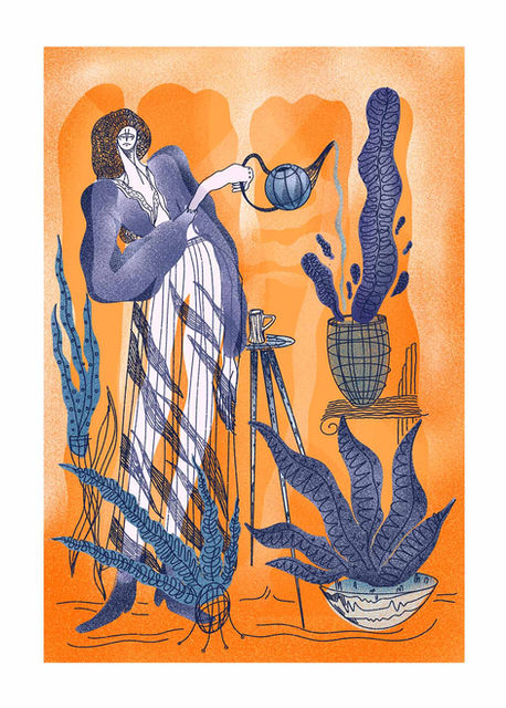 watering plants digital illustration eric kons