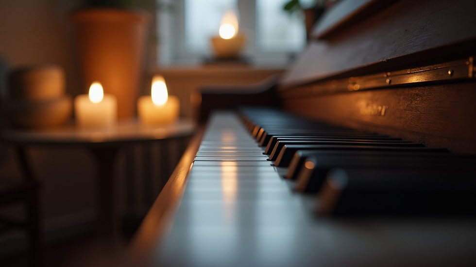 Nahaufnahme eines Klaviers mit Notenblatt