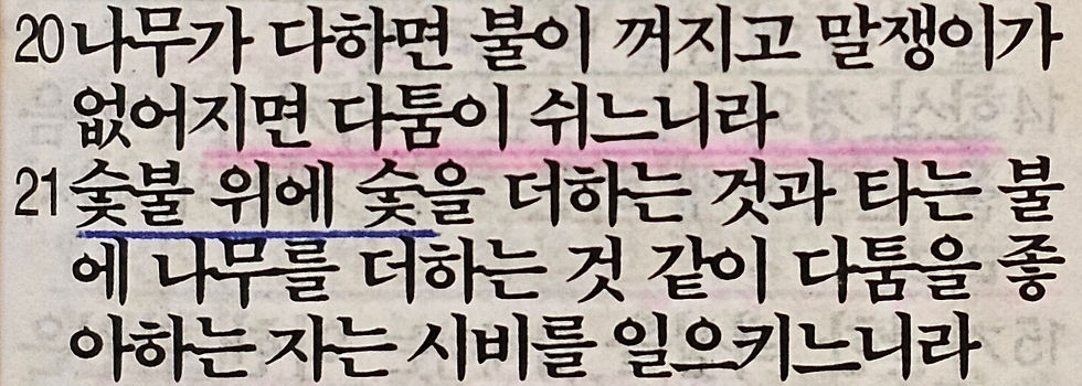 잠언 26장 20절 묵상 말씀