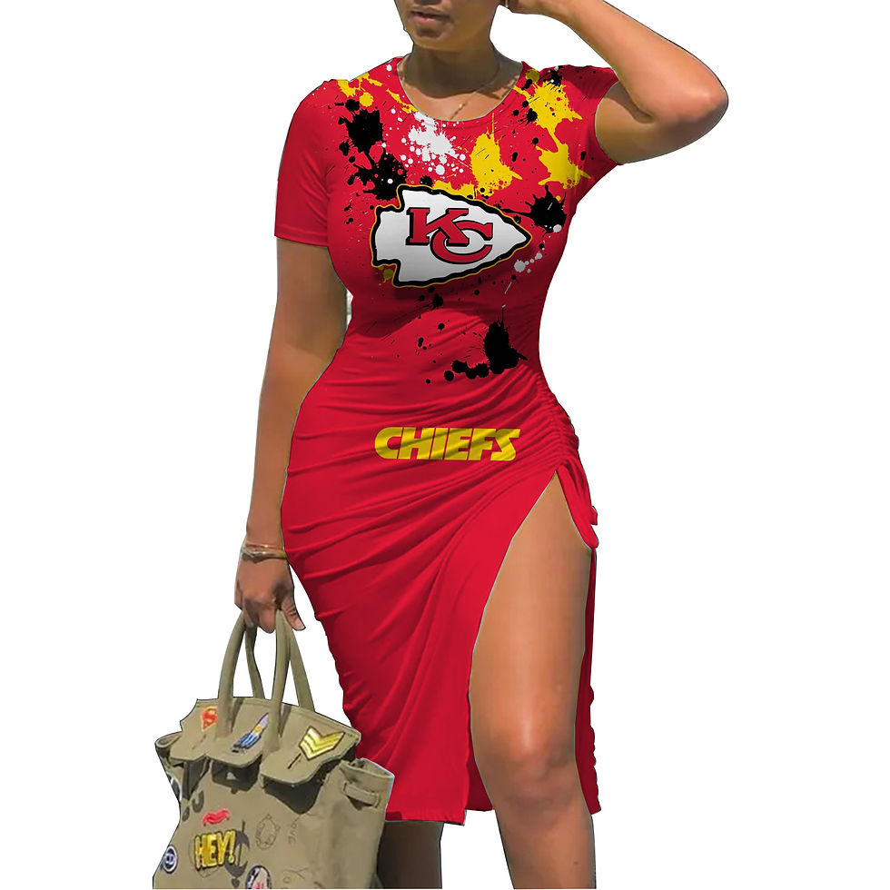 Thumbnail: Red Chiefs T-shirt dress with side slit