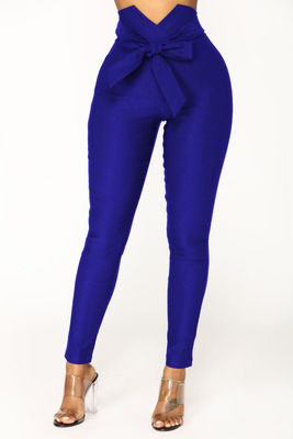 Thumbnail: Woman's royal blue belted pants