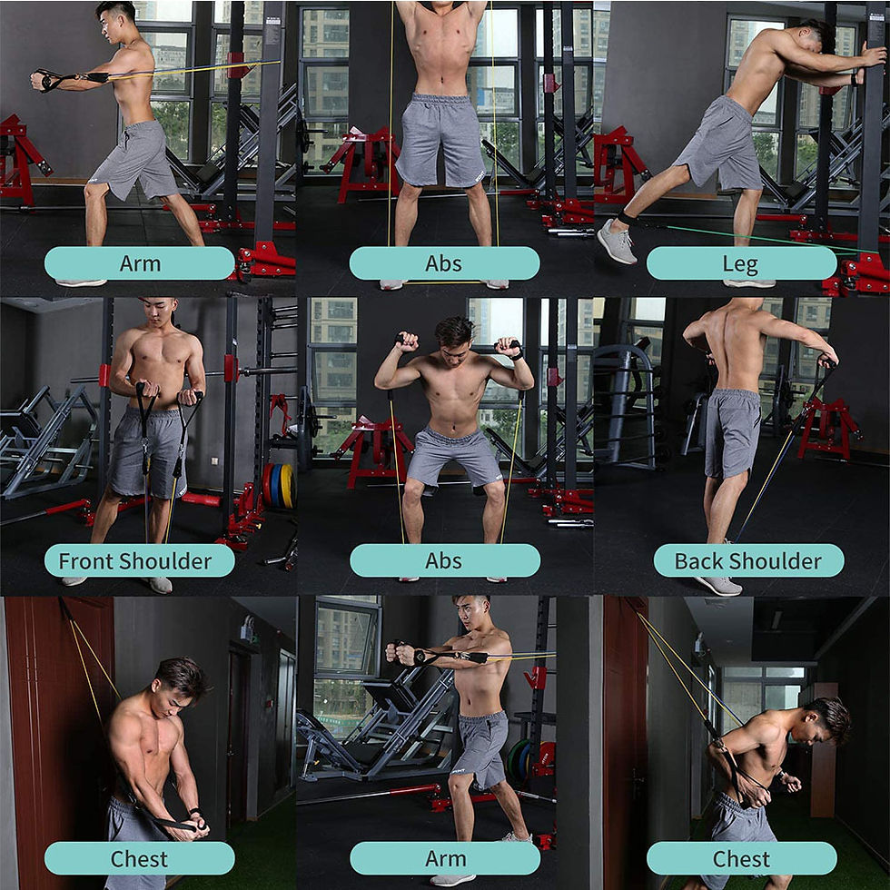 Miniature : Resistance band workout: arm, abs, leg, shoulder, chest exercises