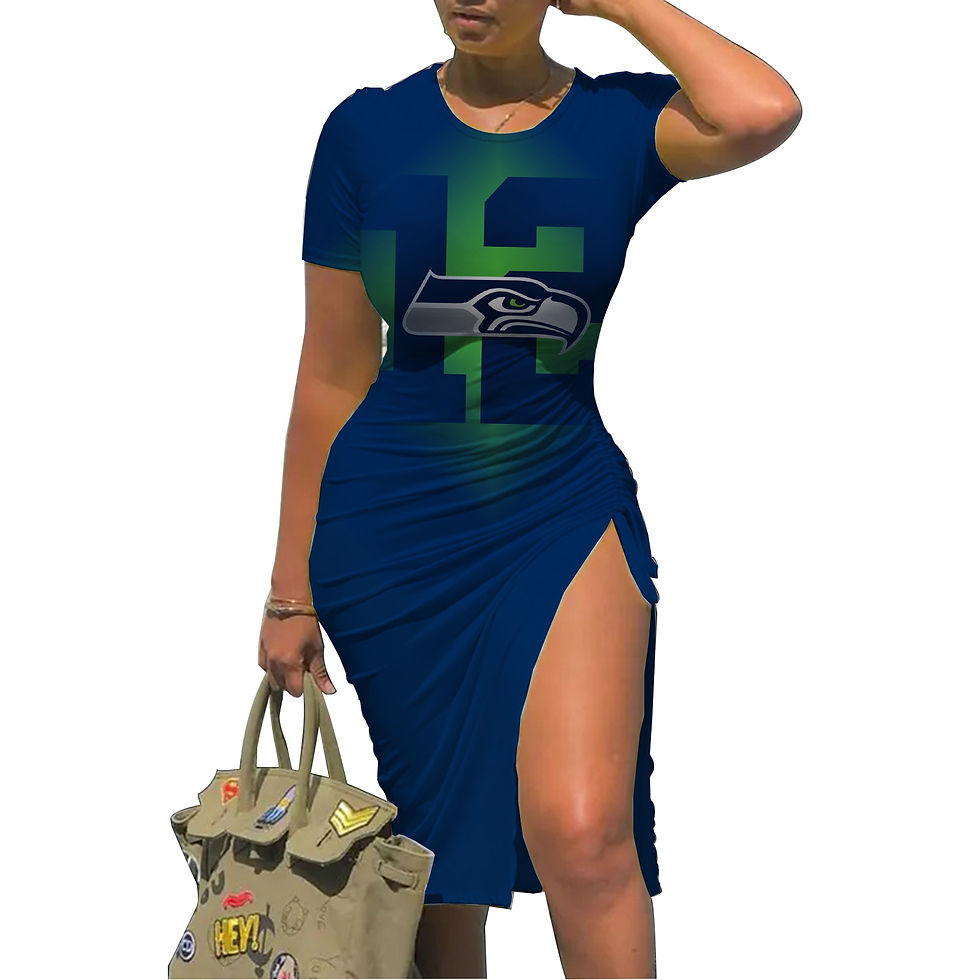 Thumbnail: Woman in Seahawks T-shirt dress