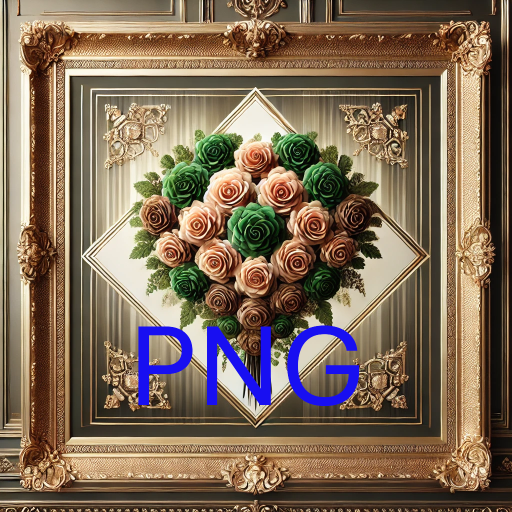 Framed bouquet of roses, PNG
