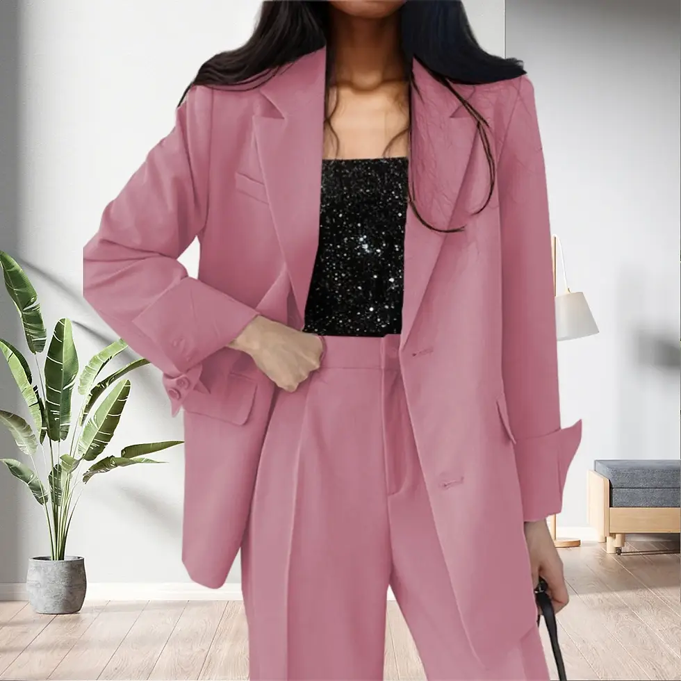 Thumbnail: Pink blazer and pants suit