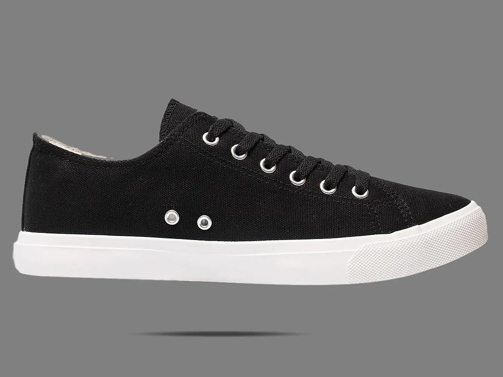 Thumbnail: Black canvas sneakers with white sole