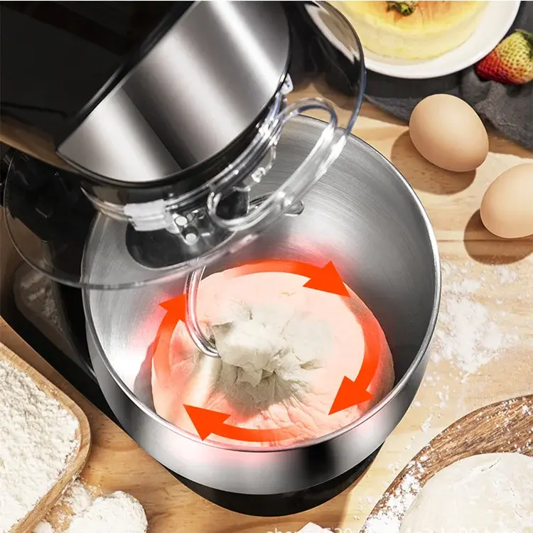 Thumbnail: Stainless steel stand mixer kneading dough