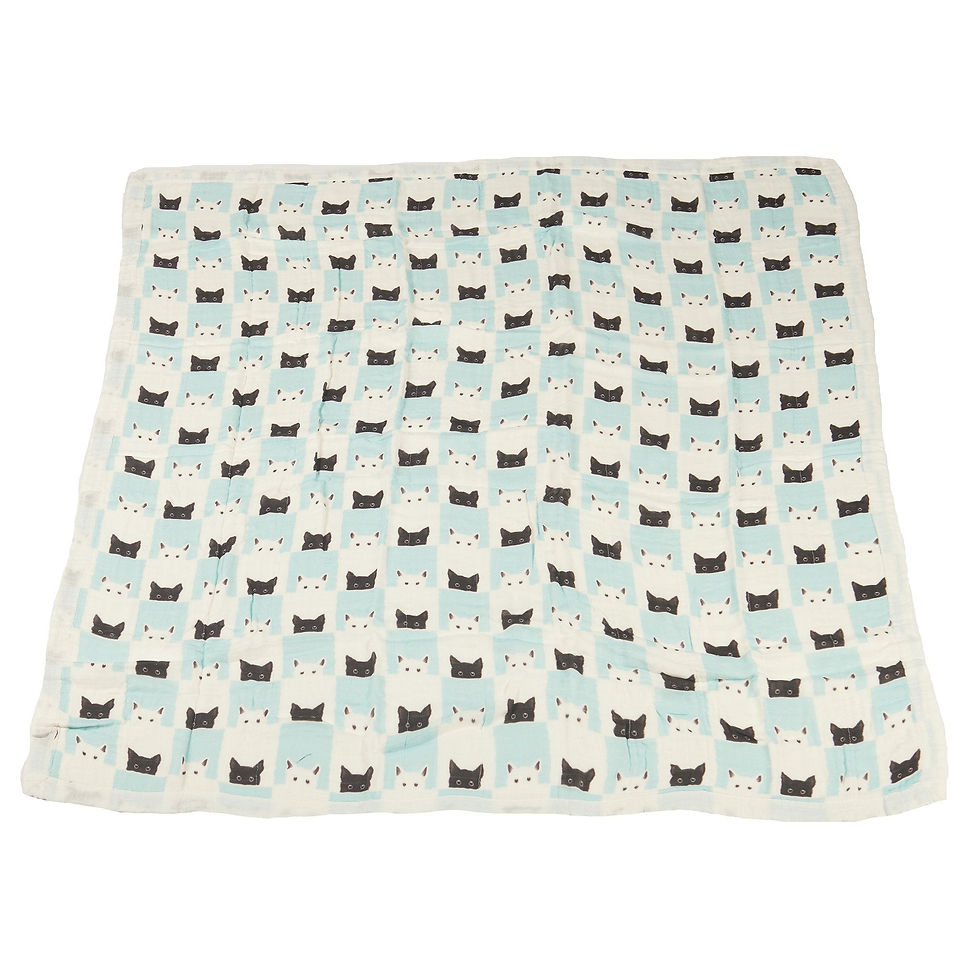 Thumbnail: Knit baby blanket with cat pattern