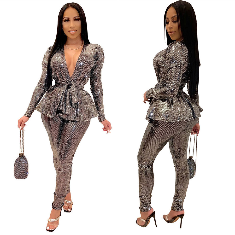 Thumbnail: Sequin two-piece pantsuit