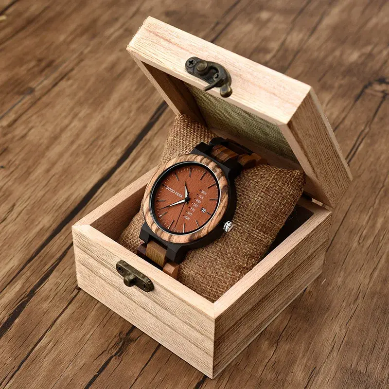 Thumbnail: Wooden wristwatch in gift box