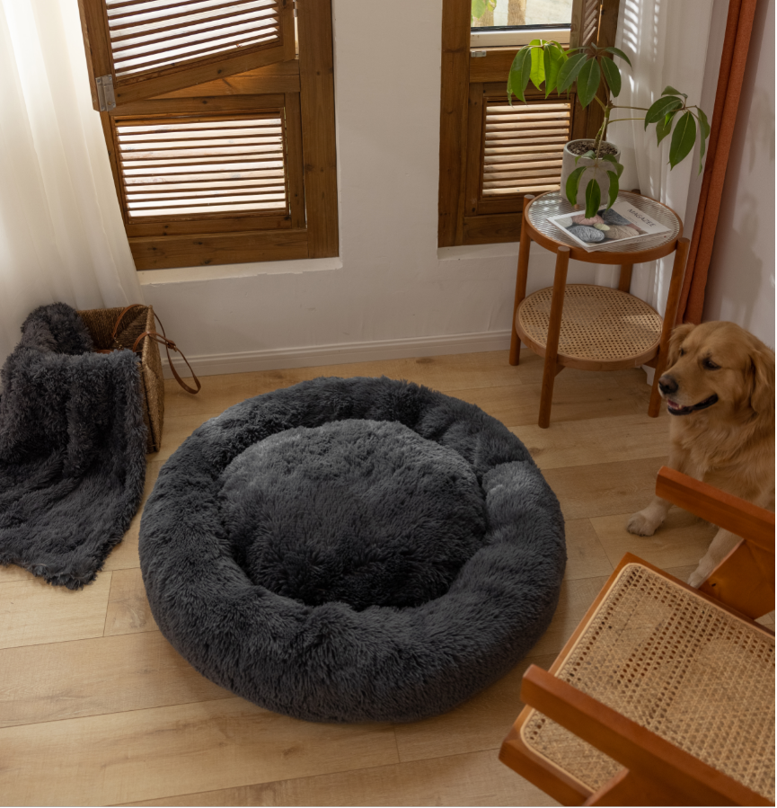 Thumbnail: Cozy gray dog bed in a room