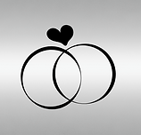 Simbolo di due fedi intrecciate con un cuore sopra, rappresentante l'unione matrimoniale, su sfondo dorato. Ideale per illust