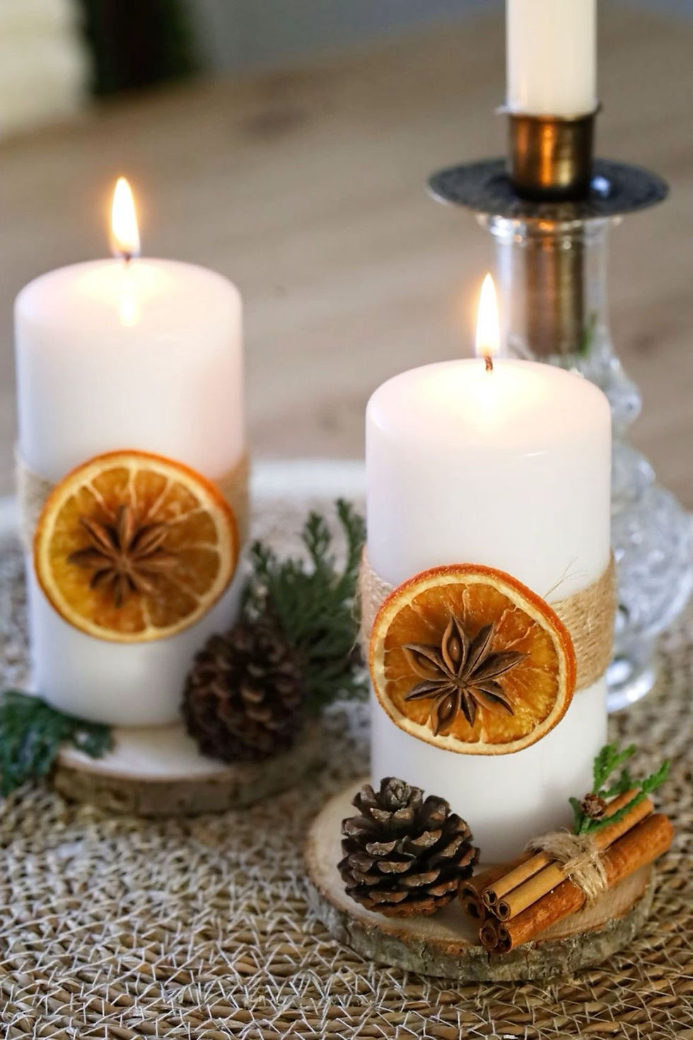 Bougie noël, décoration table, décoratrice liffré
